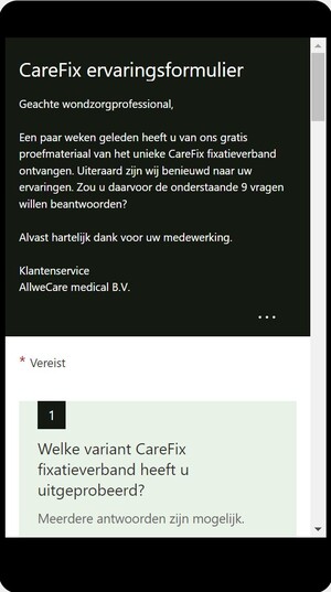 Carefix ervaringsformulier