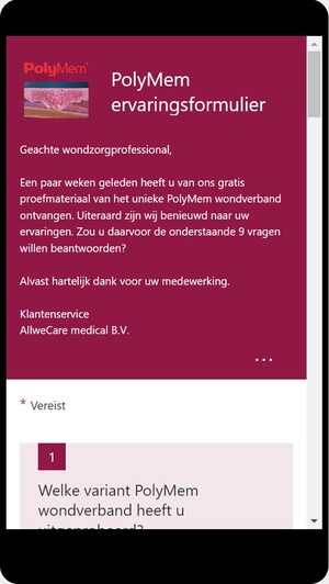 PolyMem ervaringsformulier