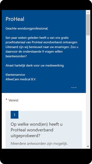 ProHeal ervaringsformulier