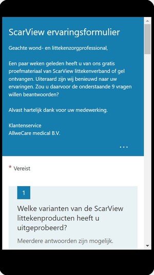 ScarView ervaringsformulier